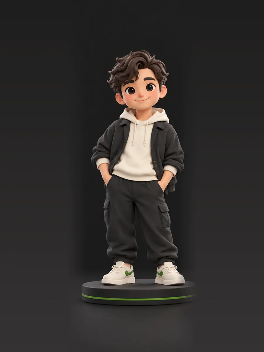 Ảnh minh hoạ: tượng chibi một nhân vật nam đứng trên đế tròn, mẫu tham khảo cho tượng anh chị em