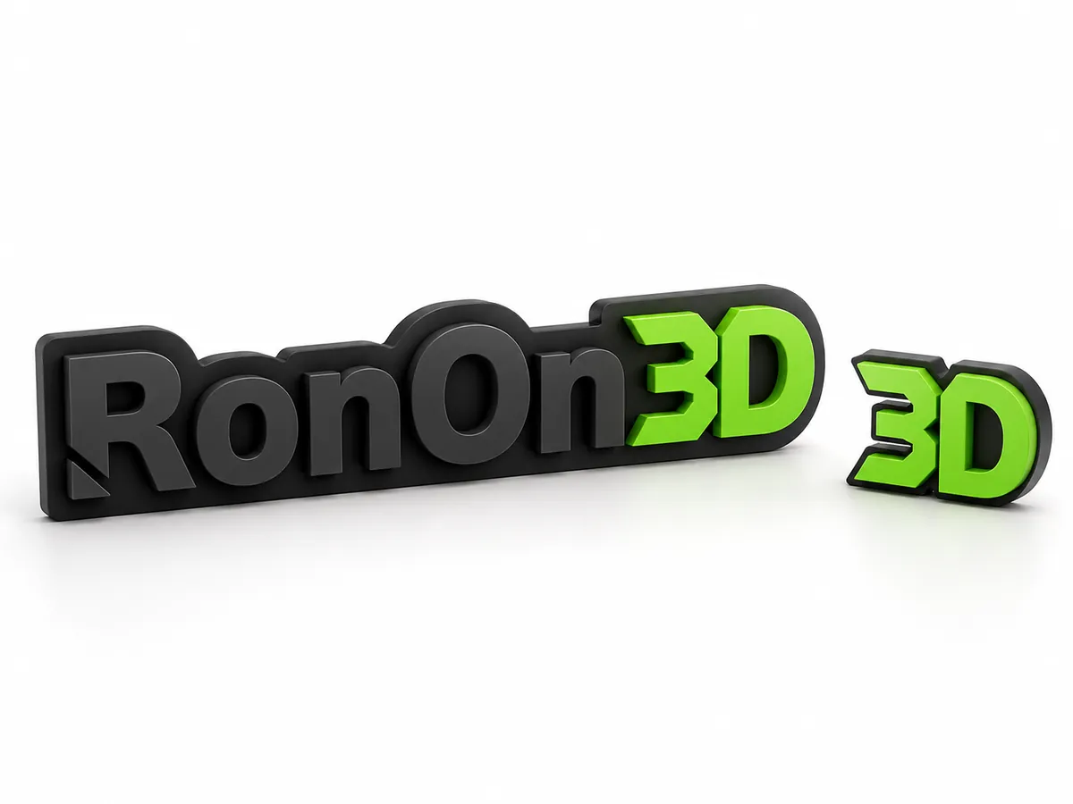 Ảnh minh hoạ: biển chữ nổi RonOn3D in 3D hai màu đen và xanh lá